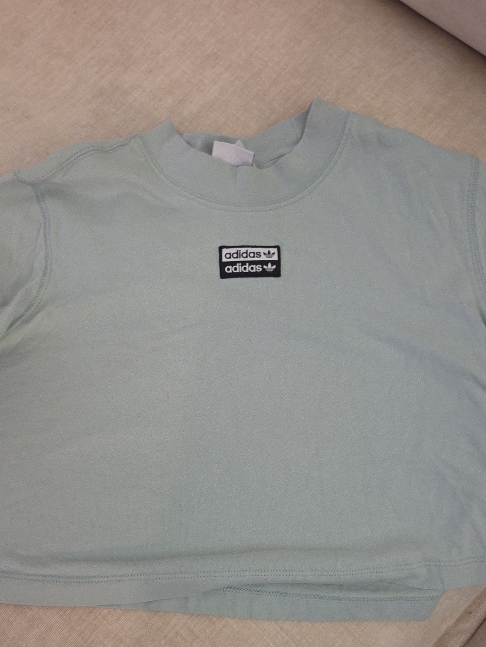 adidas Light Green Cropped Short Sleeve Tee